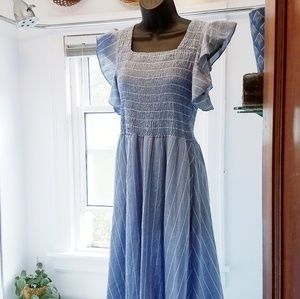 Boho blue linen dress